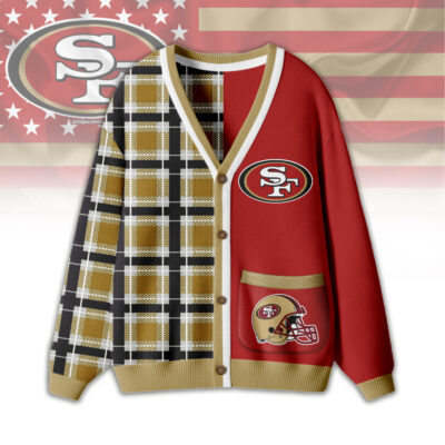 San Francisco 49ers | Premium NFL Game Day Patchwork Cardigan with Printed Pocket Design