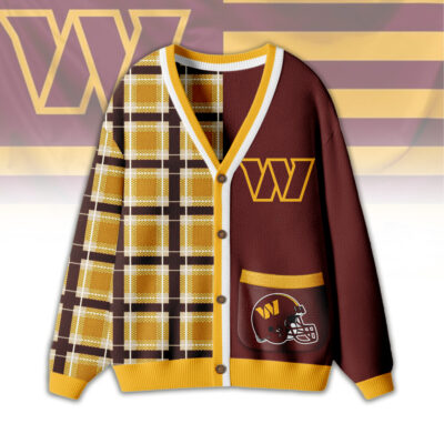 Washington Commanders | Premium NFL Game Day Patchwork Cardigan with Printed Pocket Design