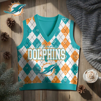Miami Dolphins | Premium NFL Argyle Knit Sweater Vest