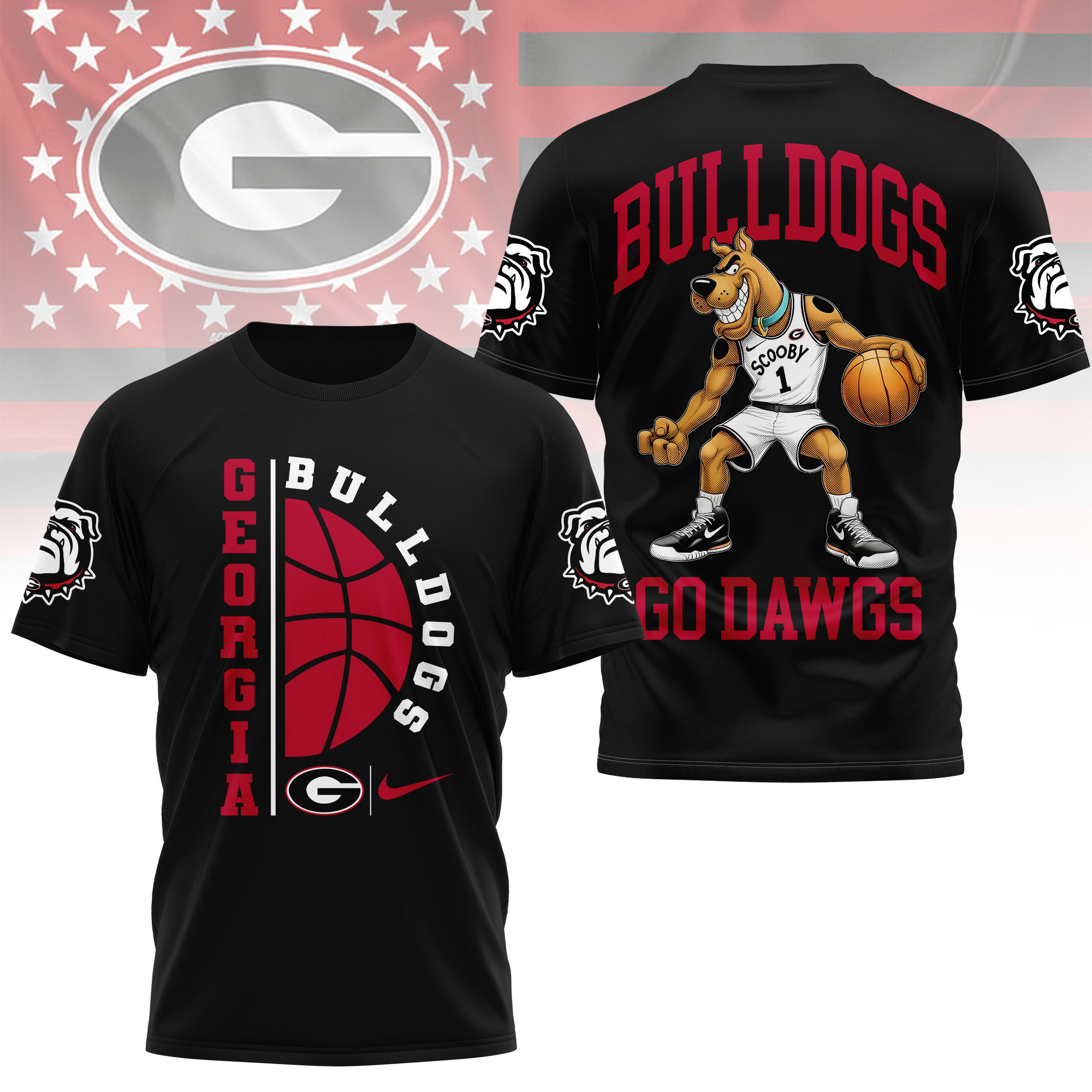Georgia Bulldogs | Premium NCAA Scooby-Doo Basketball 3D Shirt - Image 2