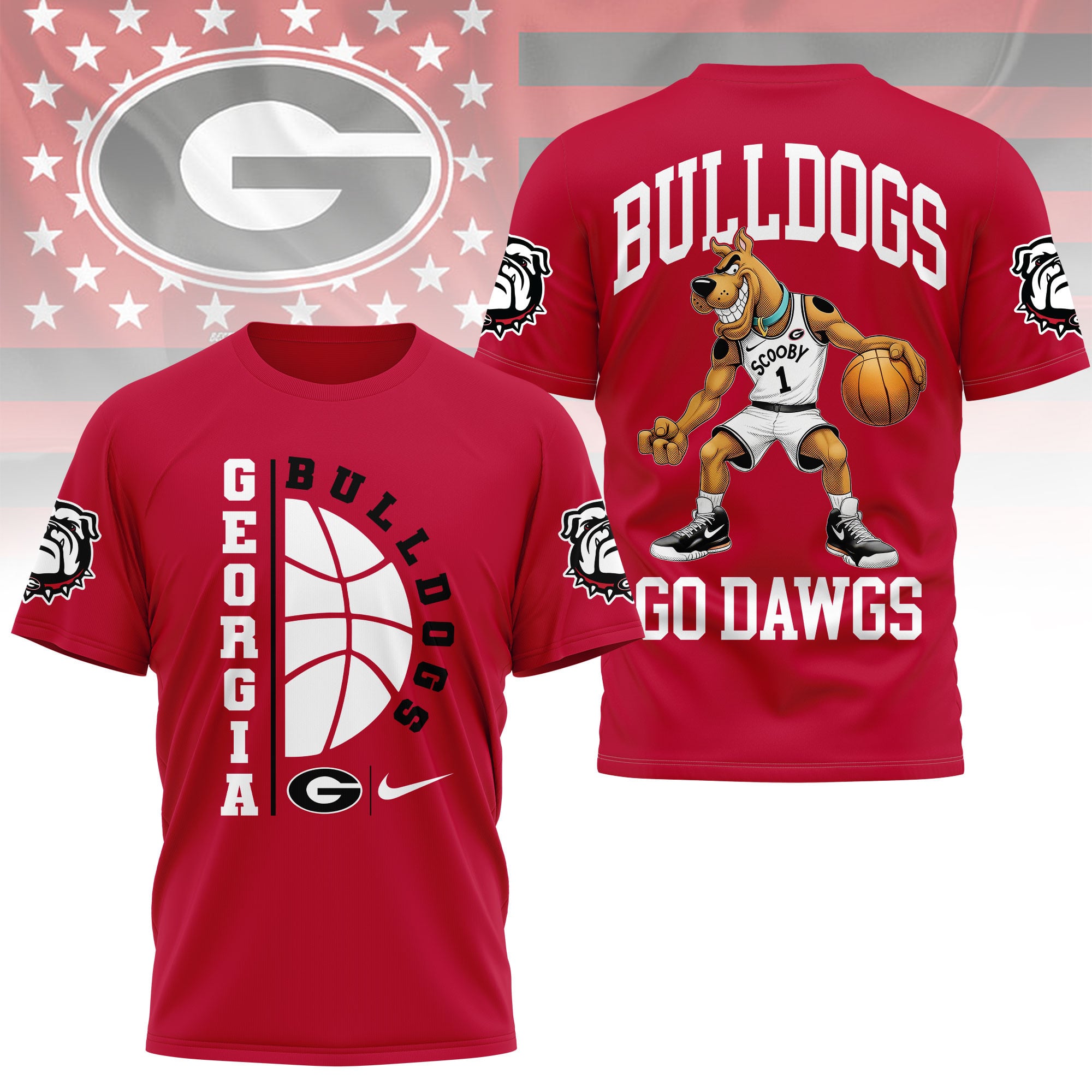 Georgia Bulldogs | Premium NCAA Scooby-Doo Basketball 3D Shirt - Image 3