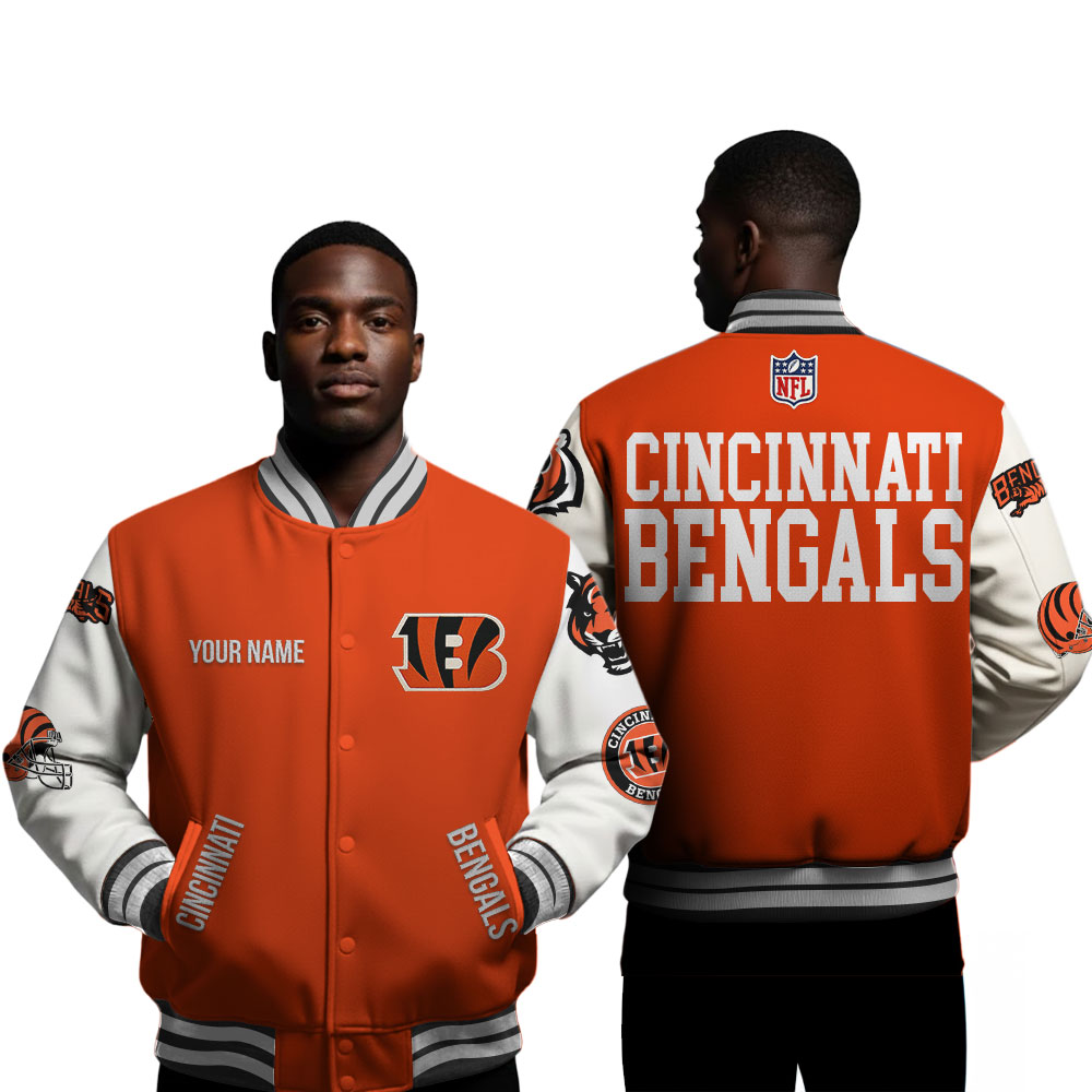 Cincinnati Bengals | Premium NFL Personalized Football Varsity Jacket - Image 2