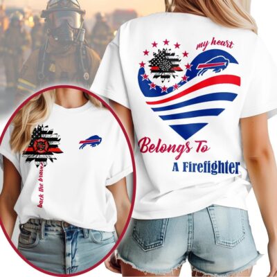 Buffalo Bills | Premium NFL My Heart Belongs To A Firefighter T-shirt
