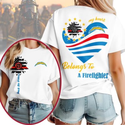 Los Angeles Chargers | Premium NFL My Heart Belongs To A Firefighter T-shirt