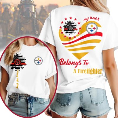 Pittsburgh Steelers | Premium NFL My Heart Belongs To A Firefighter T-shirt