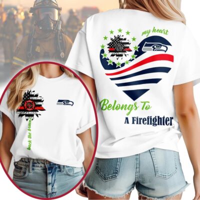 Seattle Seahawks | Premium NFL My Heart Belongs To A Firefighter T-shirt