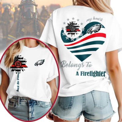 Philadelphia Eagles | Premium NFL My Heart Belongs To A Firefighter T-shirt