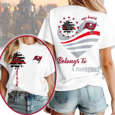 Tampa Bay Buccaneers | Premium NFL My Heart Belongs To A Firefighter T-shirt