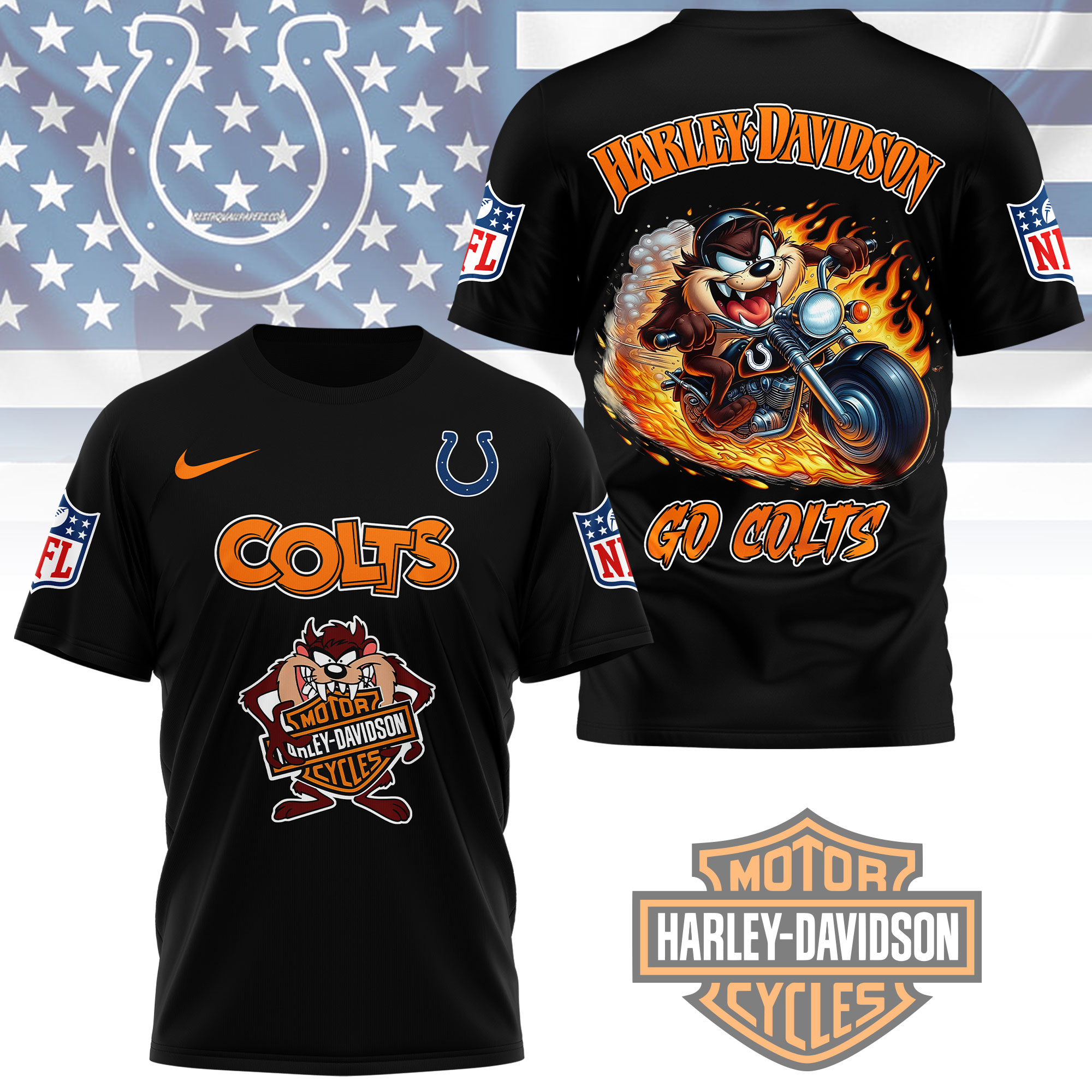 Indianapolis Colts | Premium NFL Taz Looney Tunes 3D Shirt - Image 2