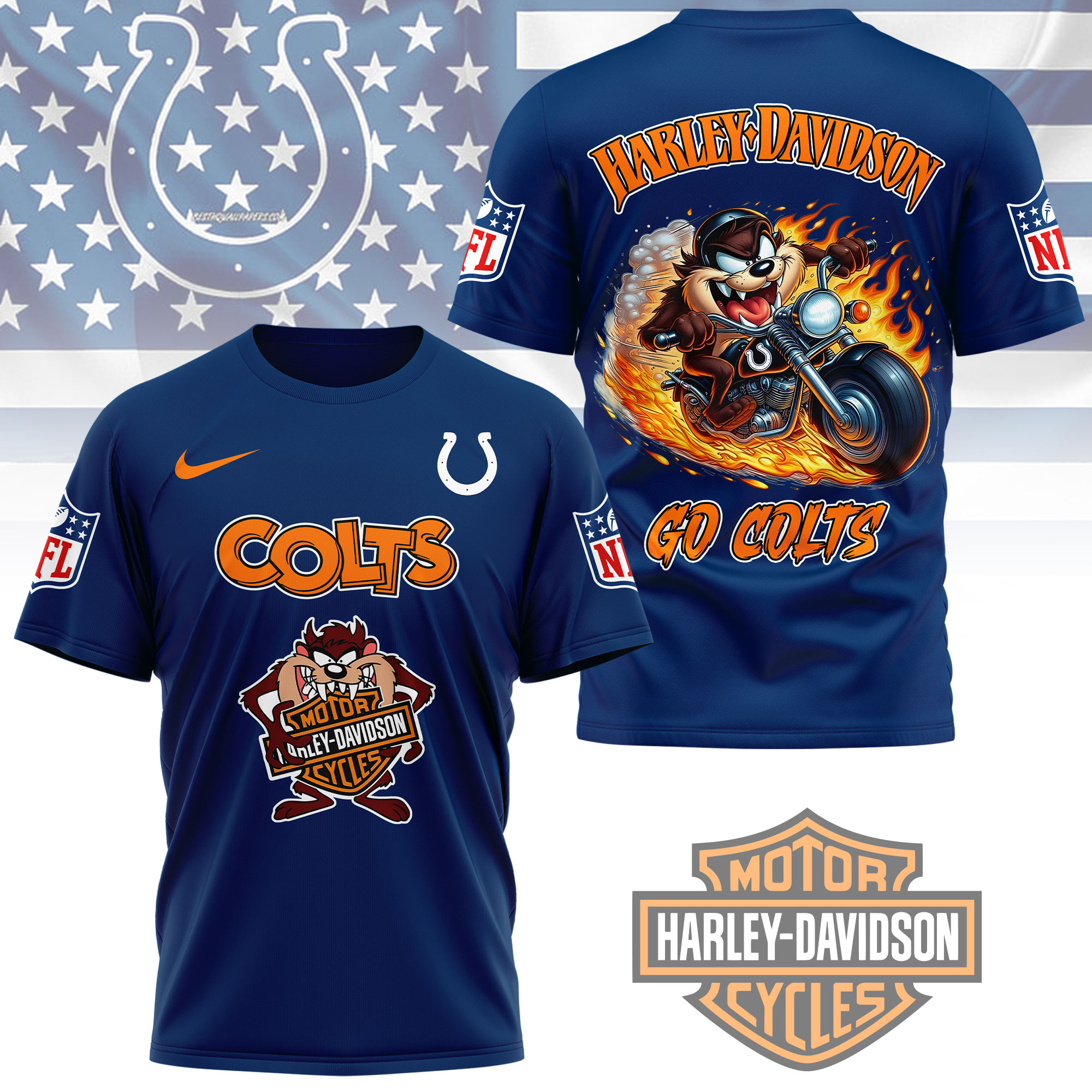 Indianapolis Colts | Premium NFL Taz Looney Tunes 3D Shirt - Image 3