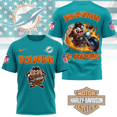 Miami Dolphins | Premium NFL Taz Looney Tunes 3D Shirt - Blue