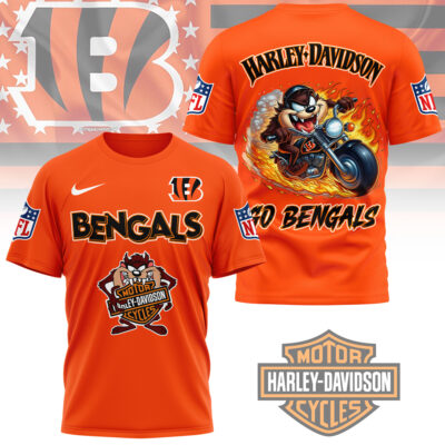 Cincinnati Bengals | Premium NFL Taz Looney Tunes 3D Shirt - Orange