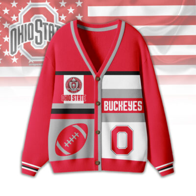 Ohio State Buckeyes | Premium NCAA Game Day Striped Knit Cardigan - 4XL