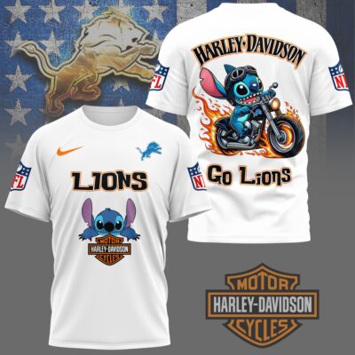 Detroit Lions | Premium NFL Stitch Harley Davidson 3D Shirt