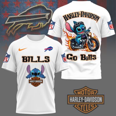 Buffalo Bills | Premium NFL Stitch Harley Davidson 3D Shirt