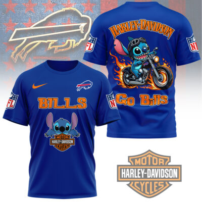 Buffalo Bills | Premium NFL Stitch Harley Davidson 3D Shirt