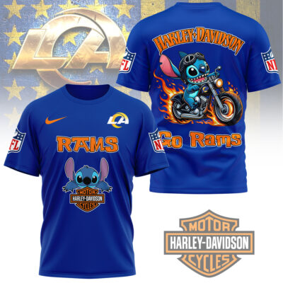 Los Angeles Rams | Premium NFL Stitch Harley Davidson 3D Shirt
