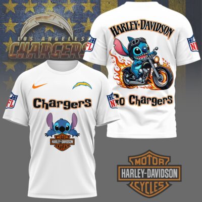 Los Angeles Chargers | Premium NFL Stitch Harley Davidson 3D Shirt