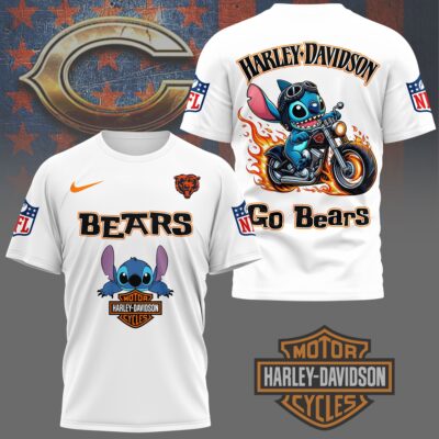 Chicago Bears | Premium NFL Stitch Harley Davidson 3D Shirt