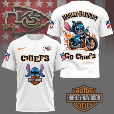 Kansas City Chiefs | Premium NFL Stitch Harley Davidson 3D Shirt