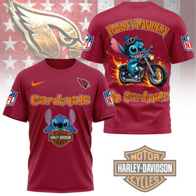 Arizona Cardinals | Premium NFL Stitch Harley Davidson 3D Shirt