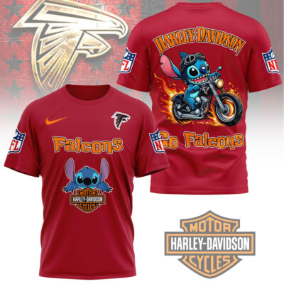 Atlanta Falcons | Premium NFL Stitch Harley Davidson 3D Shirt