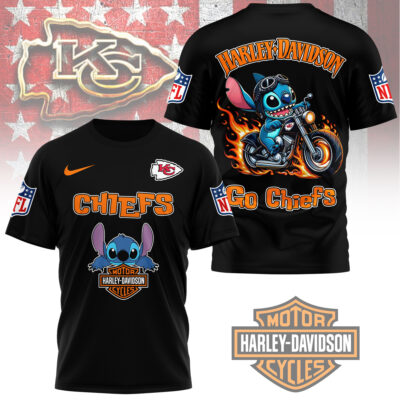 Kansas City Chiefs | Premium NFL Stitch Harley Davidson 3D Shirt
