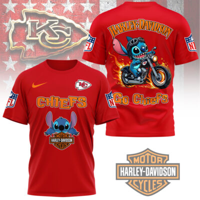 Kansas City Chiefs | Premium NFL Stitch Harley Davidson 3D Shirt
