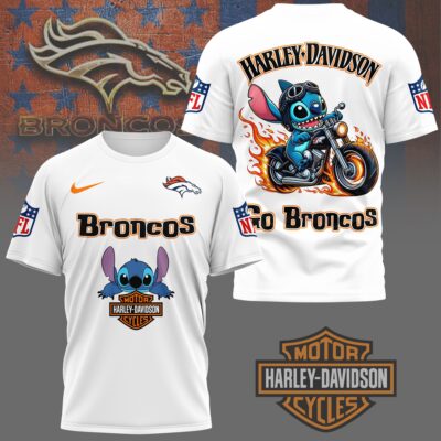 Denver Broncos | Premium NFL Stitch Harley Davidson 3D Shirt