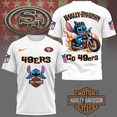 San Francisco 49ers | Premium NFL Stitch Harley Davidson 3D Shirt