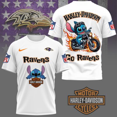 Baltimore Ravens | Premium NFL Stitch Harley Davidson 3D Shirt