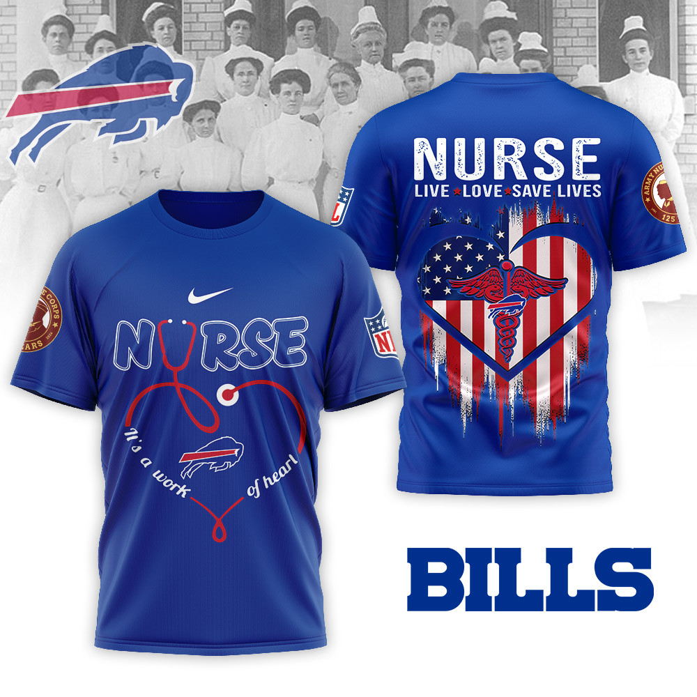 Buffalo Bills | Premium NFL Army Nurse Corps 125th Anniversary 3D Shirt - Image 3
