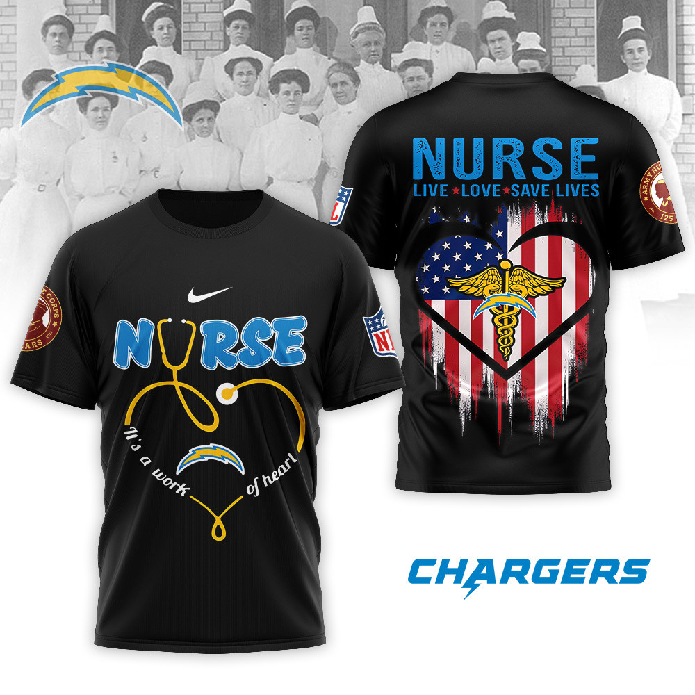 Los Angeles Chargers | Premium NFL Army Nurse Corps 125th Anniversary 3D Shirt - Image 2