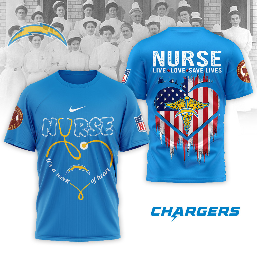 Los Angeles Chargers | Premium NFL Army Nurse Corps 125th Anniversary 3D Shirt - Image 3