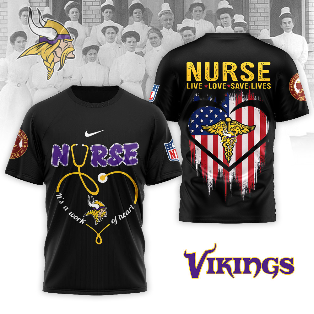 Minnesota Vikings | Premium NFL Army Nurse Corps 125th Anniversary 3D Shirt - Image 2
