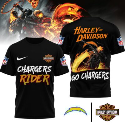 Los Angeles Chargers | Premium NFL Ghost Rider Harley Davidson 3D Shirt