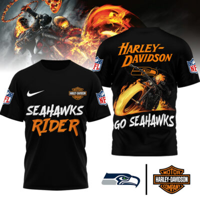 Seattle Seahawks | Premium NFL Ghost Rider Harley Davidson 3D Shirt