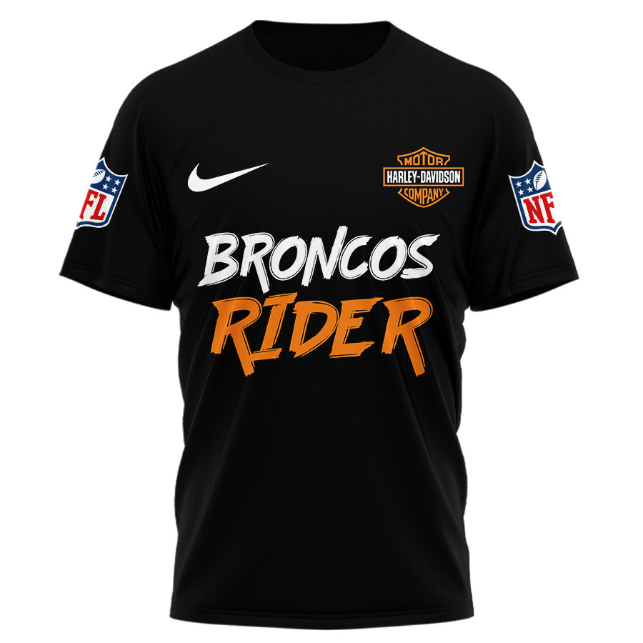 Denver Broncos | Premium NFL Ghost Rider Harley Davidson 3D Shirt - Image 2