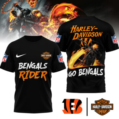 Cincinnati Bengals | Premium NFL Ghost Rider Harley Davidson 3D Shirt