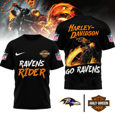 Baltimore Ravens | Premium NFL Ghost Rider Harley Davidson 3D Shirt