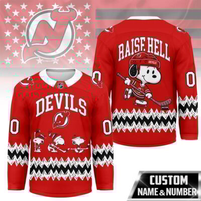New Jersey Devils | Premium NHL Snoopy Personalized Hockey Jersey - 3XL