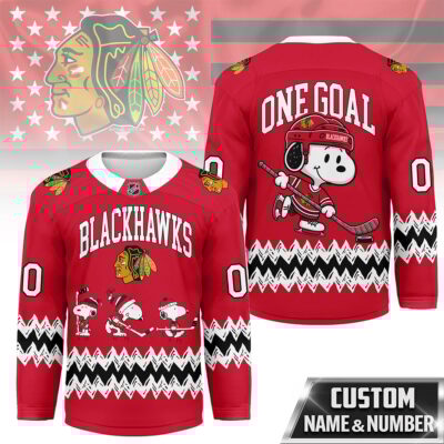 Chicago Blackhawks | Premium NHL Snoopy Personalized Hockey Jersey
