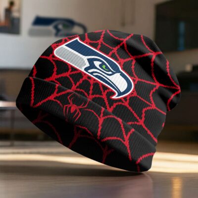 Seattle Seahawks | Premium NFL Spiderman Brand New Day Beanie Hat - Default Title