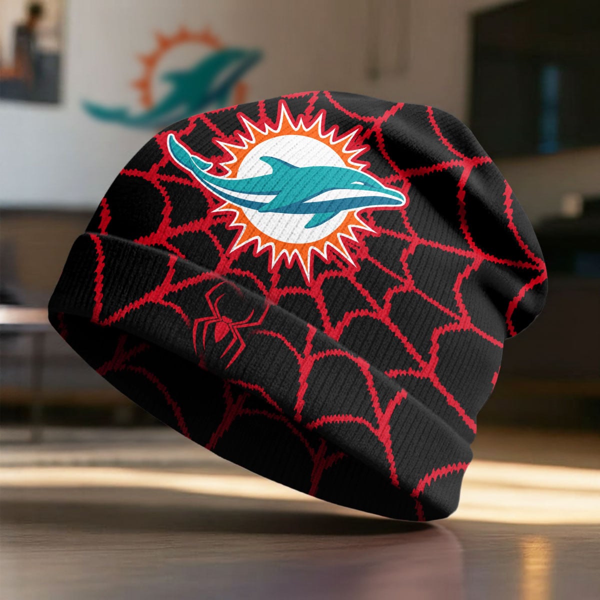 Miami Dolphins | Premium NFL Spiderman Brand New Day Beanie Hat