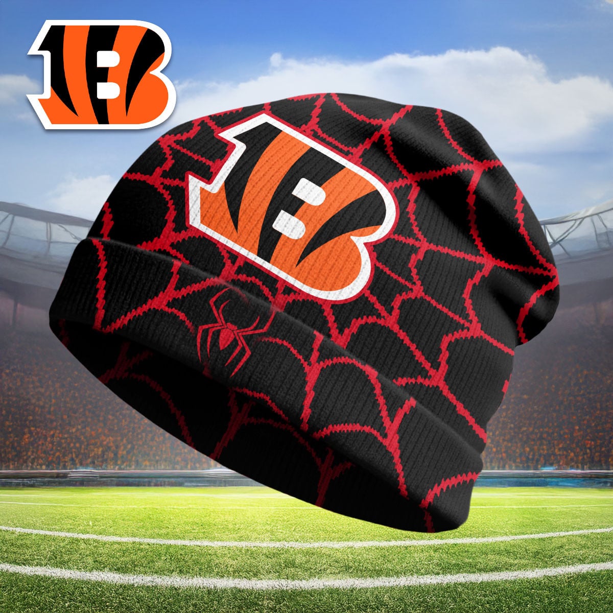 Cincinnati Bengals | Premium NFL Spiderman Brand New Day Beanie Hat - Image 2