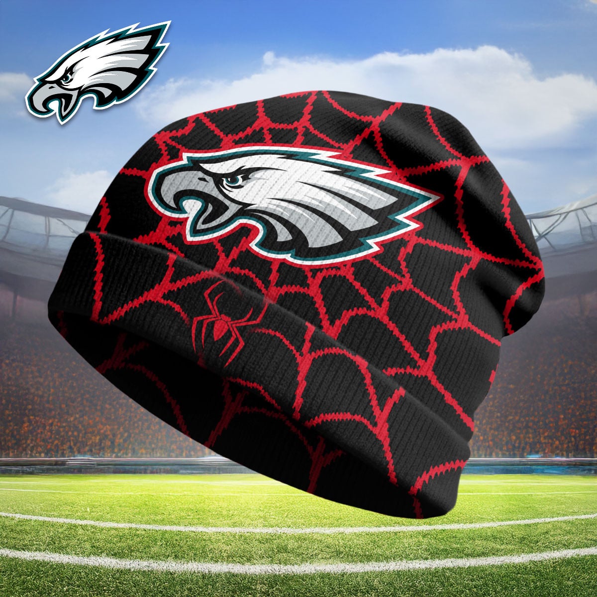Philadelphia Eagles | Premium NFL Spiderman Brand New Day Beanie Hat - Image 2