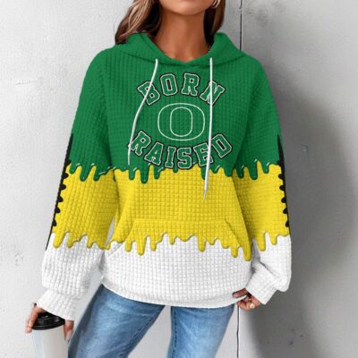 Oregon Ducks | Premium NCAA Born and Raised Waffle Hoodie