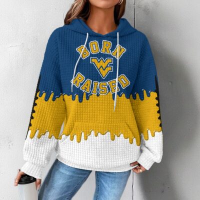 West Virginia Mountaineers | Premium NCAA Born and Raised Waffle Hoodie - L