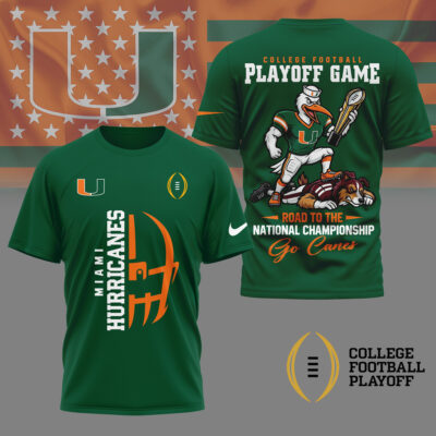 Miami Hurricanes | Premium NCAA College Football Playoff Game 3D Shirt