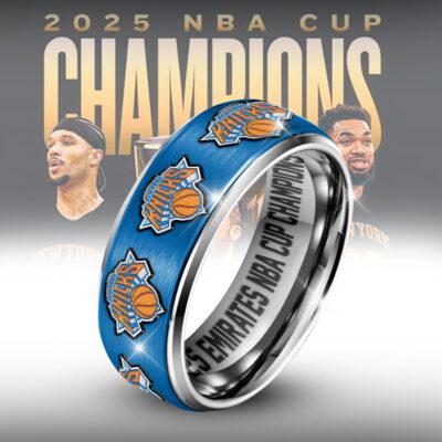 New York Knicks | Premium NBA 2025 2025 Emirates NBA Cup Champions Silver Tungsten Ring